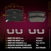 Metrix Premium Rear Semi-Metallic Disc Brake Pad Set 93523MS OEM fit spare parts